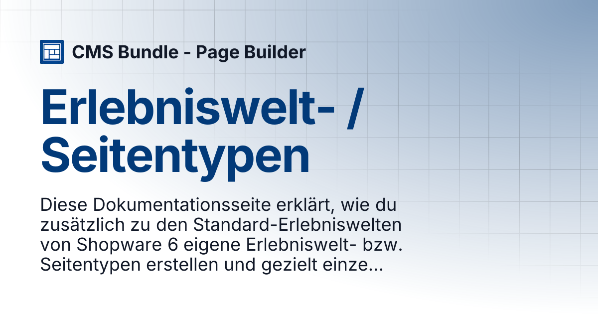 Erlebniswelt- / Seitentypen | CMS Bundle - Page Builder
